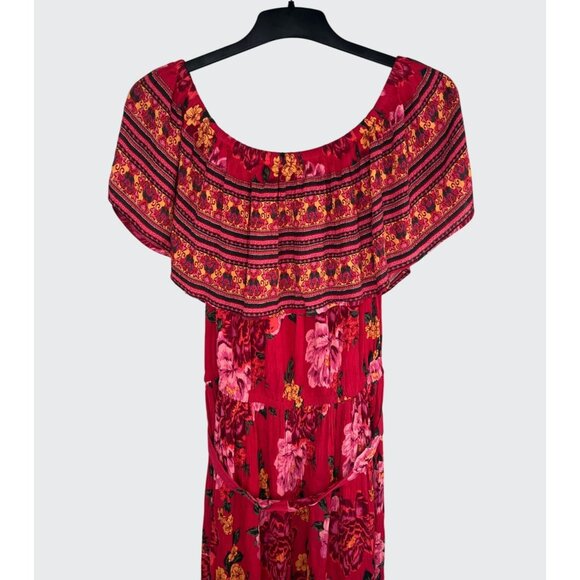 Margaux Riviera Womens Fuschia Floral Bohemian Off the Shoulder Maxi Dress 2X - Picture 3 of 12